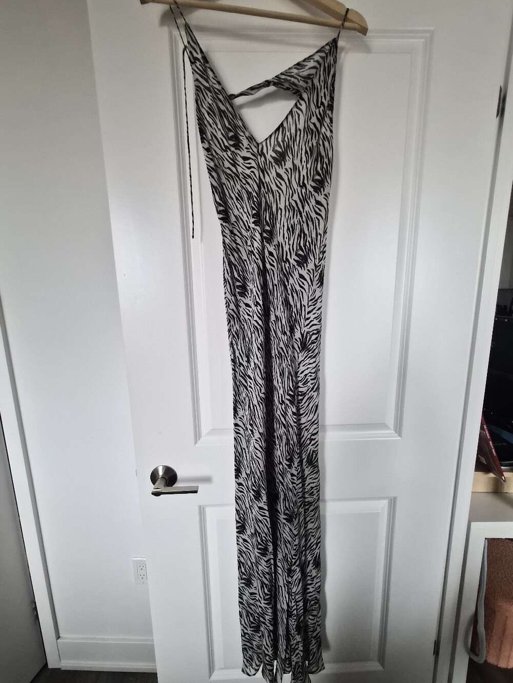 Zara Black & White Zebra Print Maxi Dress - Sleeveless V-Neck